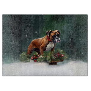 Planche À Découper Boxeur Noël neige hiver