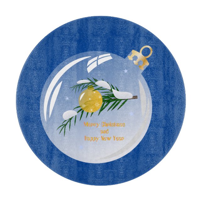 Planche À Découper Branche de Noël décorée en bauble (Devant)