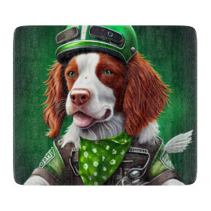 Planche À Découper Brittany Spaniel conduite vélo St. Patrick's Day