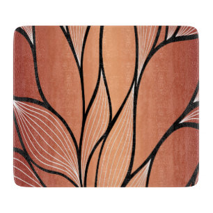 Planche À Découper Bronze de cuivre rustique Laisser Motif verre