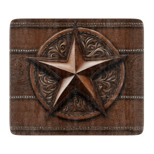 Planche À Découper Brown Cowboy Rustique Western Country Texas Star