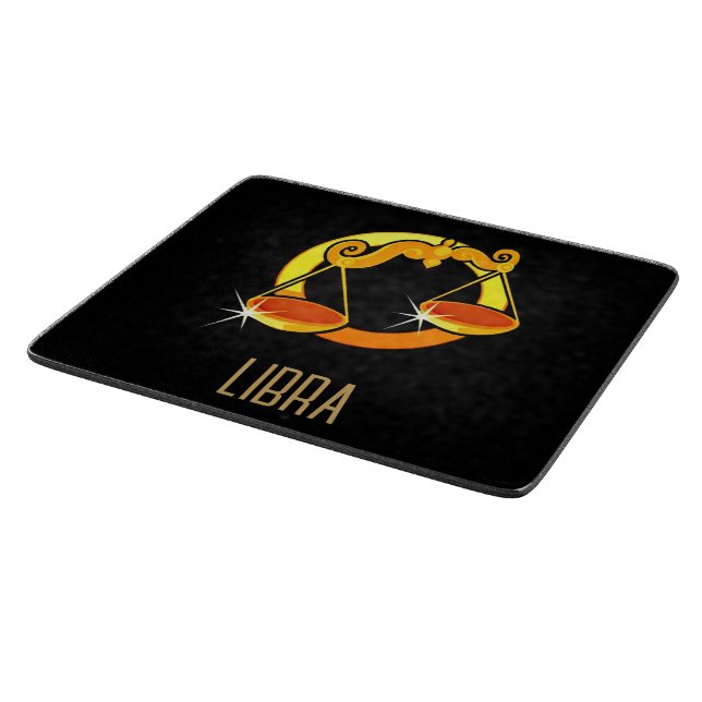 Planche À Découper Brown et or Libra signe zodiaque noir (Coin)