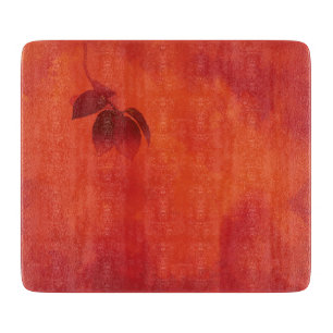 Planche À Découper Brûlé Orange Persimmon Feuilles Abtract Automne