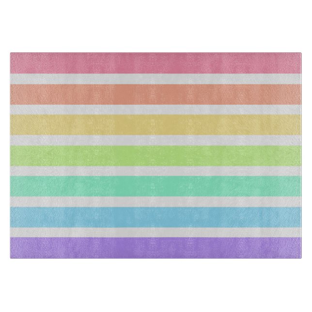 Planche À Découper Bubblegum arc-en-ciel et bandes blanches (Devant)