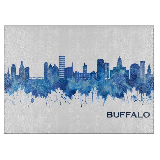 Planche À Découper Buffalo New York Skyline Blue (Devant)