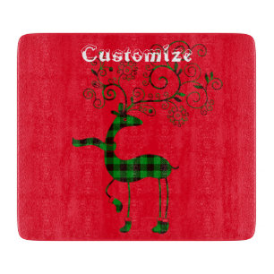 Planche À Découper Buffalo Plaid Christmas Deer Thunder_Cove