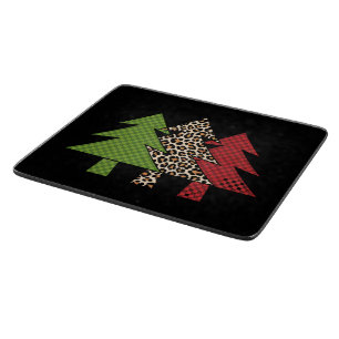Planche À Découper Buffalo Plaid Joyeux Arbre de Noël Famille Corresp