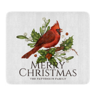 Planche À Découper Buisson de houx rouge Cardinal Noël Cadeau Nom per