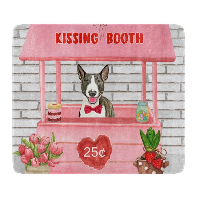 Planche À Découper Bull Terrier Chien Valentine's Day Kissing Booth (Devant)