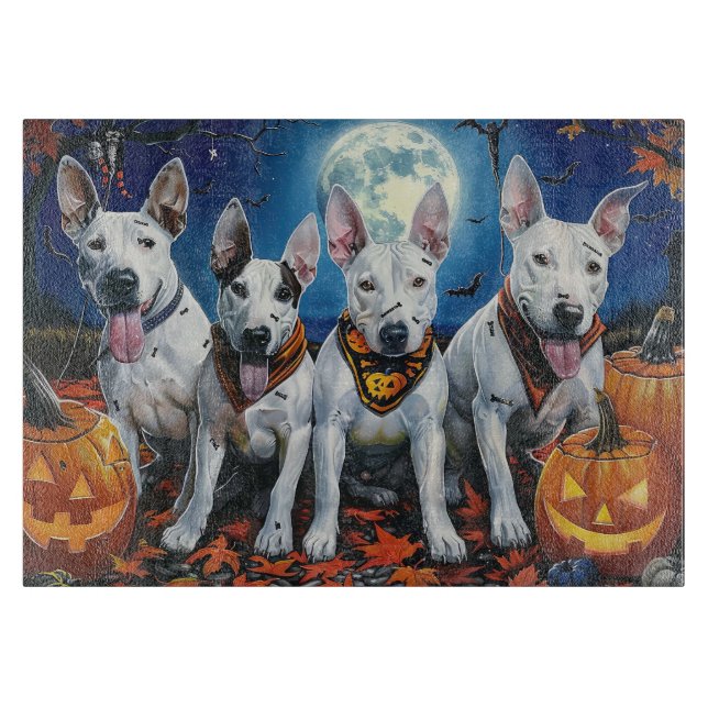 Planche À Découper Bull Terrier Halloween Éffrayant (Devant)