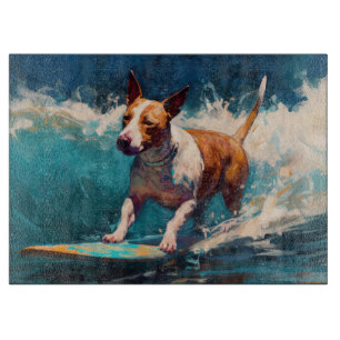 Planche À Découper Bull Terrier Plage Surf Peinture