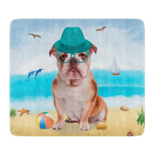 Planche À Découper Bulldog anglais sur la plage
