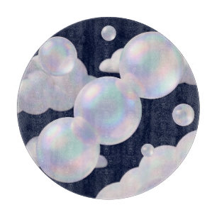 Planche À Découper Bulles de Savon Iridescentes Flottantes Bleu Nuit 