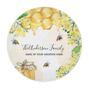 Planche À Découper Bumble abeilles miel florales jaunes famille monog