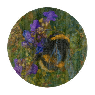 Planche À Découper Bumblebebe parmi les fleurs violettes