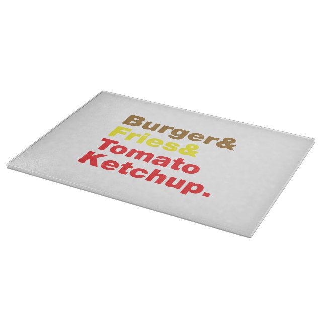 Planche À Découper Burger & Fries & Tomato Ketchup. (Coin)
