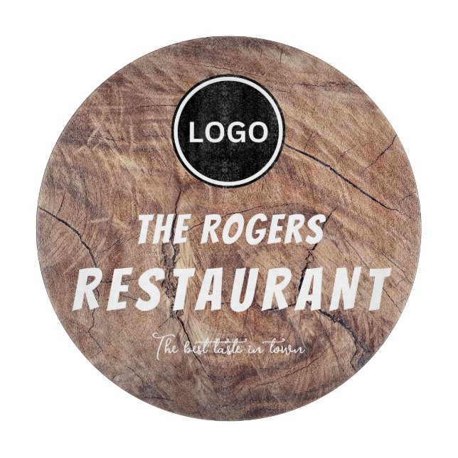 Planche À Découper Business Logo Rustic Wood Restaurant (Devant)