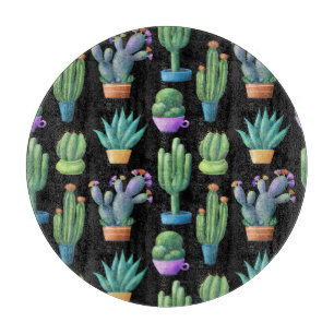 Planche À Découper Cactus Colorés : Whimsical Seamless Design.
