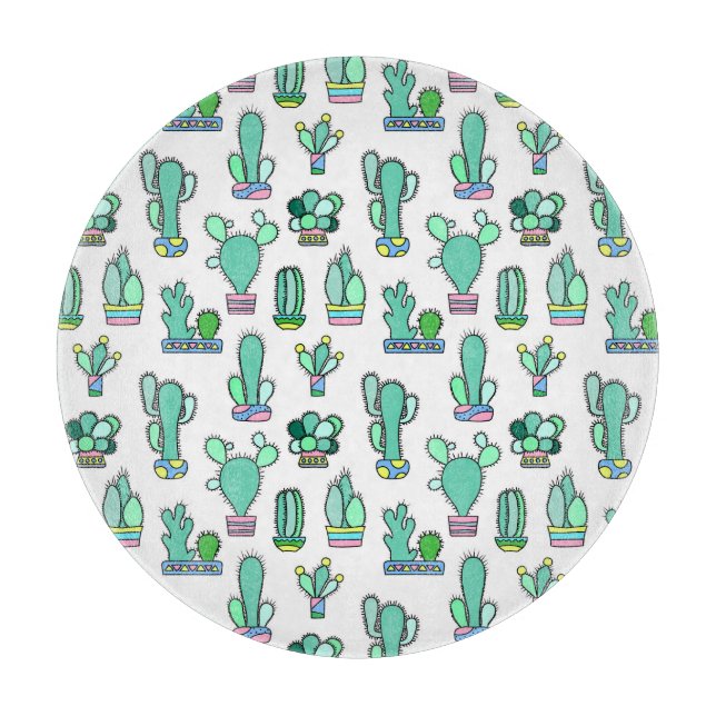 Planche À Découper Cactus vert à la menthe et Motif Plante succulent (Devant)