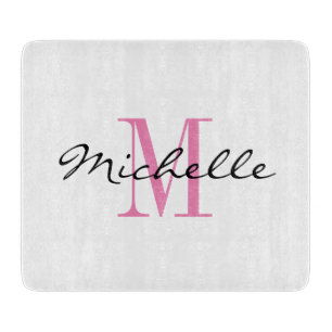 Planche À Découper Cadeau de coupe en verre monogramme personnalisé 