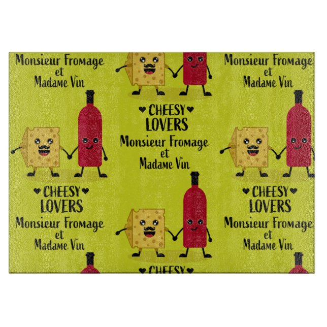 Planche À Découper Cadeaux de fromages et de vins français (Devant)