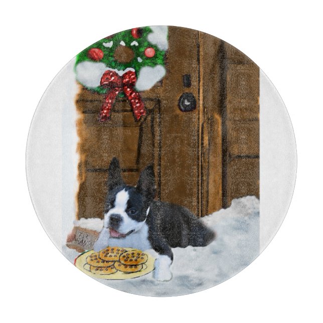Planche À Découper Cadeaux de Noël Boston Terrier (Devant)