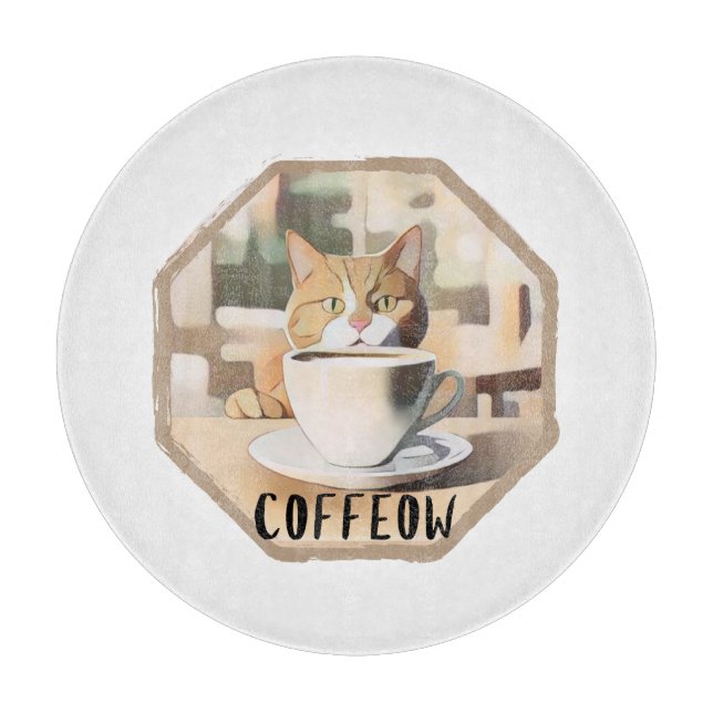 Planche À Découper Café Occupé Cute Chat (Devant)