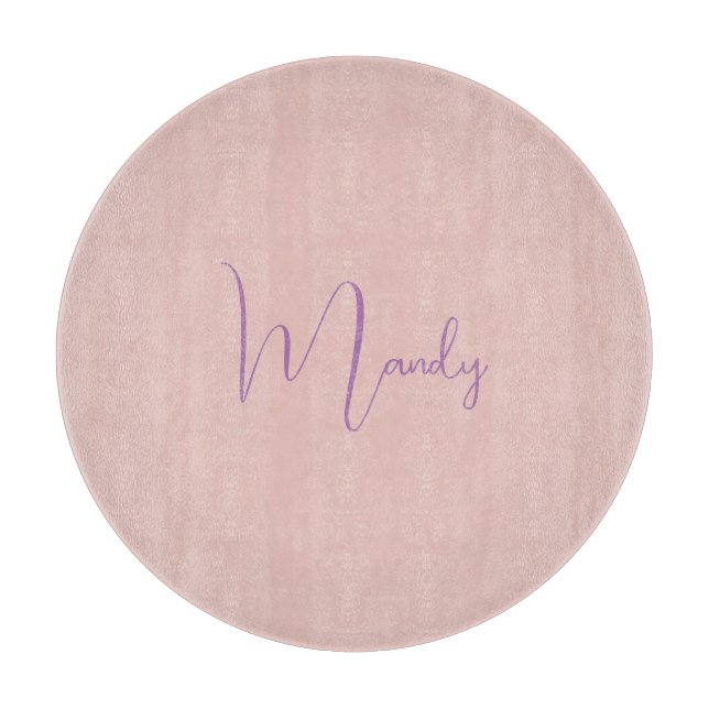 Planche À Découper Calligraphie Élégant Rose Or Plaine Nom simple (Devant)