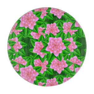 Planche À Découper Camellias rose glace et Feuilles verts