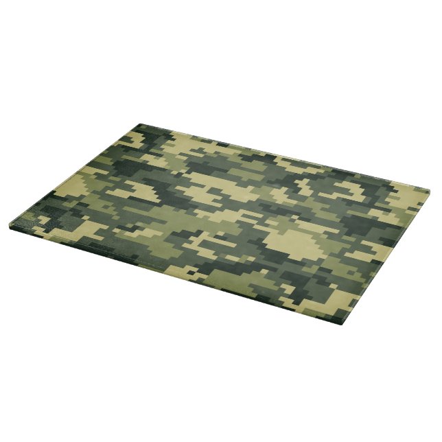 Planche À Découper Camouflage numérique en bois à 8 bits / Camo (Coin)