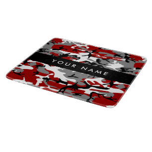 Planche À Découper Camouflage rouge et gris Votre nom Personnaliser