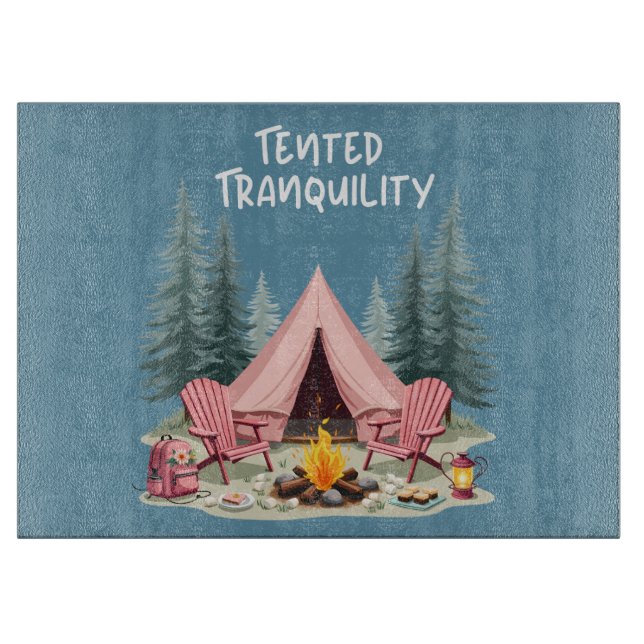 Planche À Découper Camping Cosy Tente de Glamping Esthétique & Feu de (Devant)