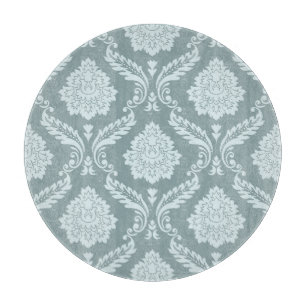 Planche À Découper Canard Rococo Motif Damassé Œuf Bleu+Turquoise