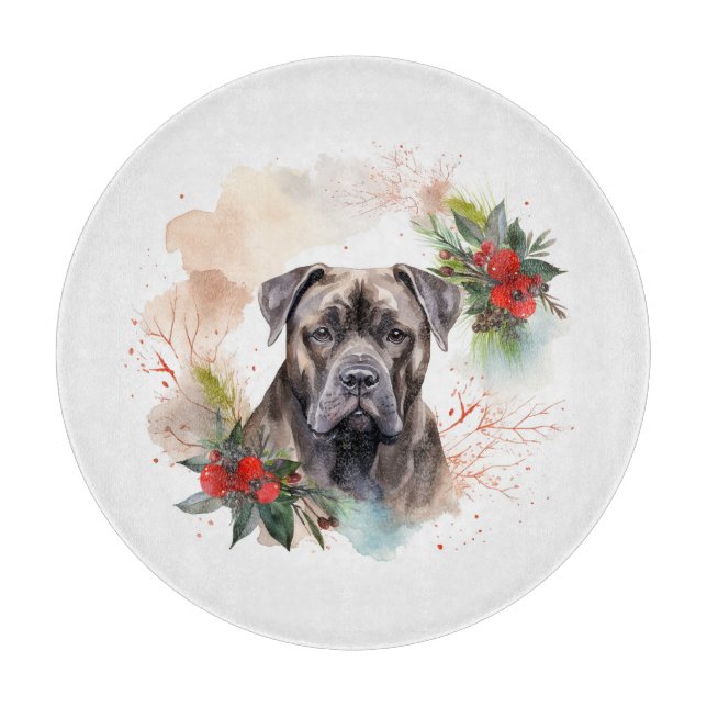 Planche À Découper Cane Corso Christmas Wreath Festive Pup (Devant)