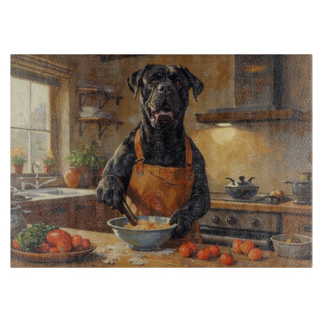 Planche À Découper Cane Corso cuisine dans la cuisine (Devant)