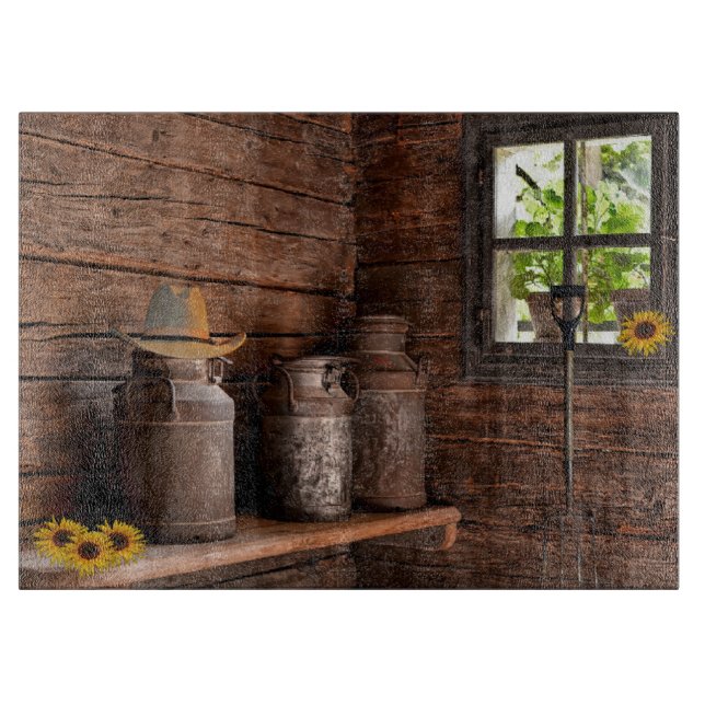 Planche À Découper Canettes vintages de lait (Devant)