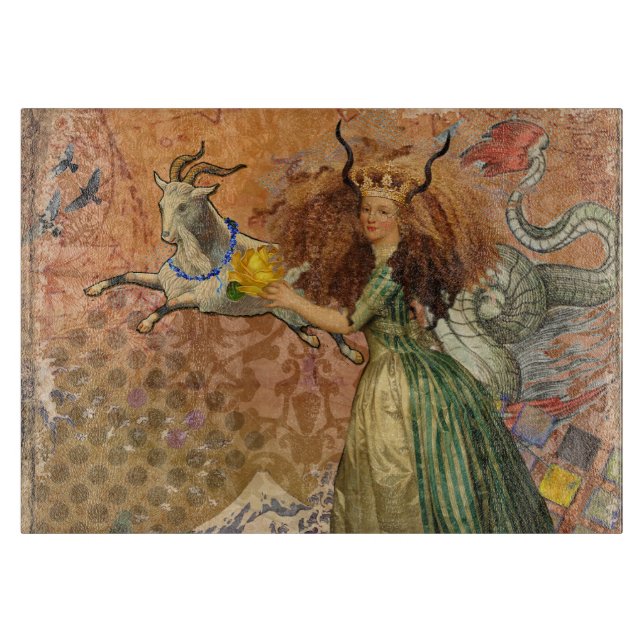 Planche À Découper Capricorn Femme Chèvre Whimsical Amusant (Devant)