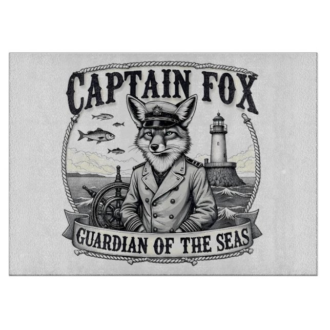Planche À Découper Captain Fox Guardian of Seas Nautical Design (Devant)