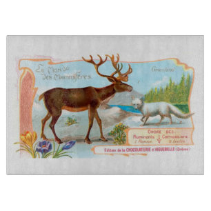 Planche À Découper Caribou vintage (rennes) et renard arctique