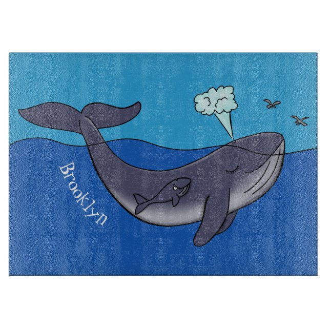 Planche À Découper Caricature de baleine mignonne et de baleine de ve (Devant)