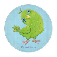 Caricature de perruche verte curieuse
