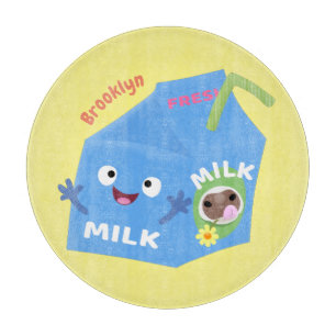 Planche À Découper Caricature en carton de lait joyeux
