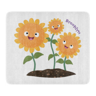 Planche À Découper Caricature joli tournesol souriant illustration