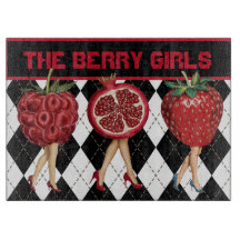 Caricature Red Berries Dames en noir et blanc