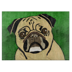Planche À Découper Carlin Chien Aquarelle Art Portrait