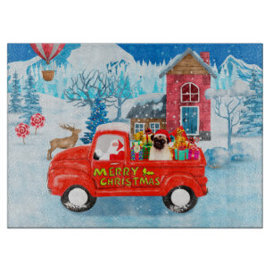 Planche À Découper Carlin Chien Livraison de Noël Camion Neige