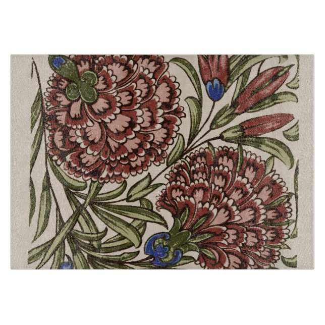 Planche À Découper Carnation Carrelage Fleur Antique Art Rustique (Devant)