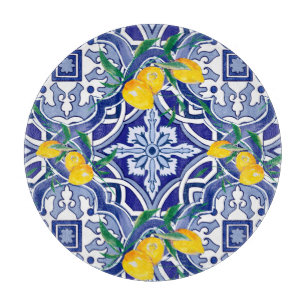 Planche À Découper Carreaux bleus, Carreaux méditerranéens, majolica 
