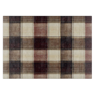 Planche À Découper Carreaux d'automne marron noyer et crème canneberg