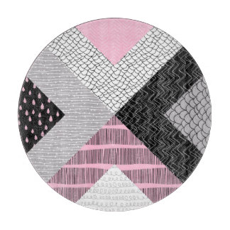 Planche À Découper Carreaux de patchwork, motif de dessin main libre.